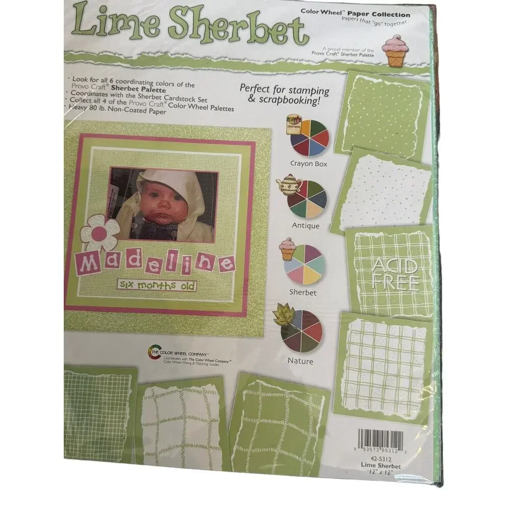 ProvoCraft Color Wheel Paper Collection Lime Sherbert Scrapbooking Card Making‎